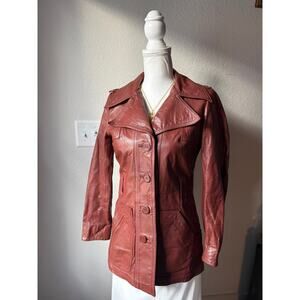 70s Rust Leather Coat